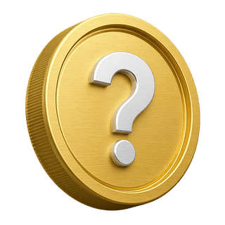 Soru işaretli dekoratif 3D altın coin bulunan SSS sayfası
